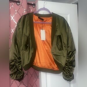 Alpha Industries Sage Green Jacket with Orange Lining